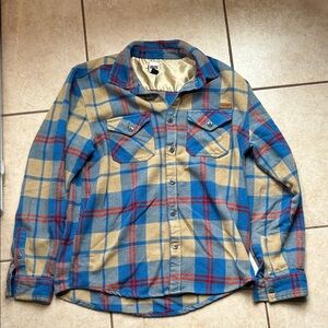 Volcom Workwear Plaid Shirt with Blue and Red Accents